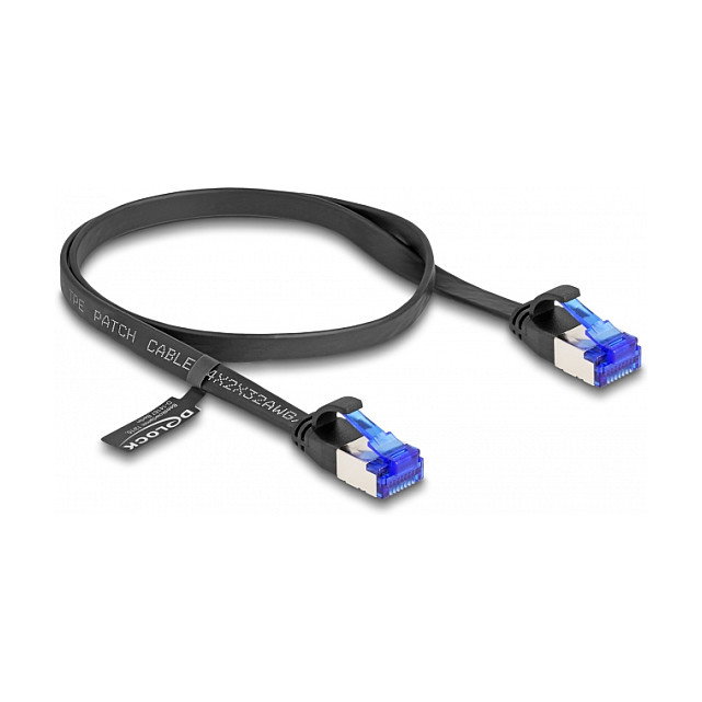 DeLOCK Cable de parcheo plano Cat.6A RJ45 macho a macho 0,5 m negro DeLOCK Cable de parcheo plano Cat.6A RJ45 macho a macho 0,5 m negro