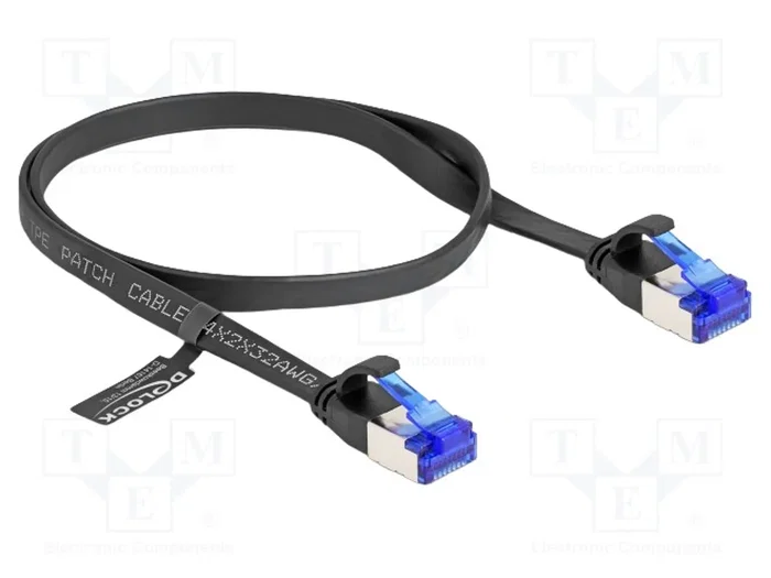 DeLOCK Cable de parcheo plano Cat.6A RJ45 macho a macho 0,5 m negro DeLOCK Cable de parcheo plano Cat.6A RJ45 macho a macho 0,5 m negro