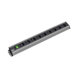 Bachmann 300.004 Regleta de Alargador con 9 Tomas Schuko y 2 Metros de Cable - Negro/Gris