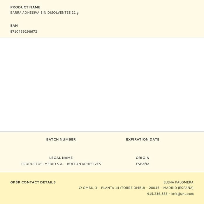 Imedio Barra Adhesiva sin Disolventes 21g 7000569 para Manualidades Escuela Oficina Hogar