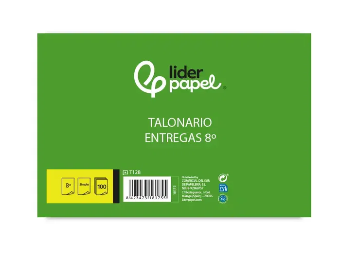 Liderpapel Talonario de entregas 8º original t128 apaisado