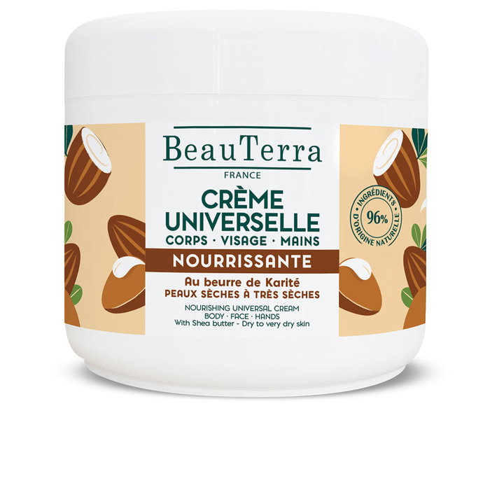 Beauterra NUTRITIVA Crema Universal 400 ml, Tratamiento Facial y Corporal para Piel Seca a Muy Seca con Manteca de Karité, Glicerina y Aceite de Aguacate Beauterra NUTRITIVA Crema Universal 400 ml, Tratamiento Facial y Corporal para Piel Seca a Muy Seca con Manteca de Karité, Glicerina y Aceite de Aguacate
