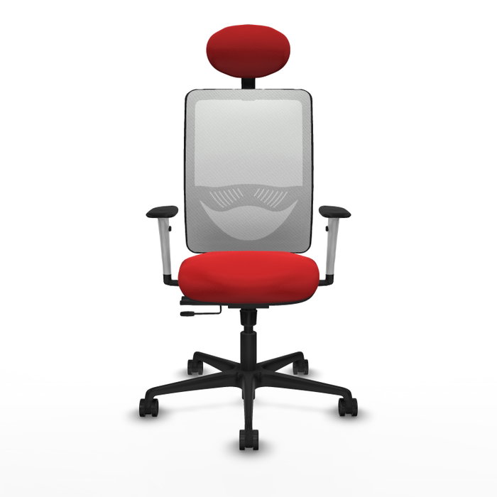 PIQUERAS Y CRESPO Silla de oficina Zulema con mecanismo Sincro/Traslack, Similpiel Rojo y Malla Blanco