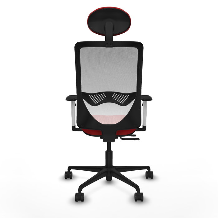 PIQUERAS Y CRESPO Silla de oficina Zulema con mecanismo Sincro/Traslack, Similpiel Rojo y Malla Blanco