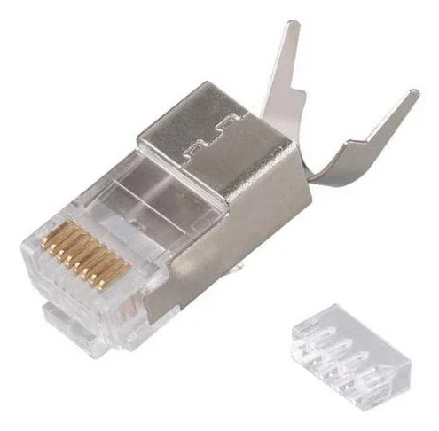 Equip 121148 Conector RJ45 Macho Cat8.1 Blindado para Cable de Red de 24 AWG, Color Plata, Chapado en Oro, Pack de 50 Unidades