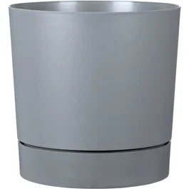 GARDEN ID Maceta redonda con depósito, Plano, Ø 47 cm, 43 L, Altura 46 cm, Color Gris puro