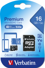 Verbatim Premium MicroSDHC 16 GB con Adaptador
