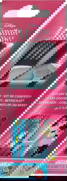 Licensing Juego de Cubiertos 2 Piezas Elípticos Metálicos Minnie Mouse CZ11405 Acero Inoxidable Disney Oficial Niños