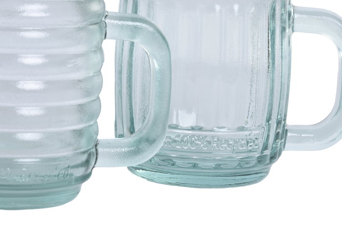 DKD Home Decor MUG VIDRIO RECICLADO 12X9X10,5 400ML 2 SURT. (Pack de 6)ense