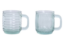 DKD Home Decor MUG VIDRIO RECICLADO 12X9X10,5 400ML 2 SURT. (Pack de 6)ense