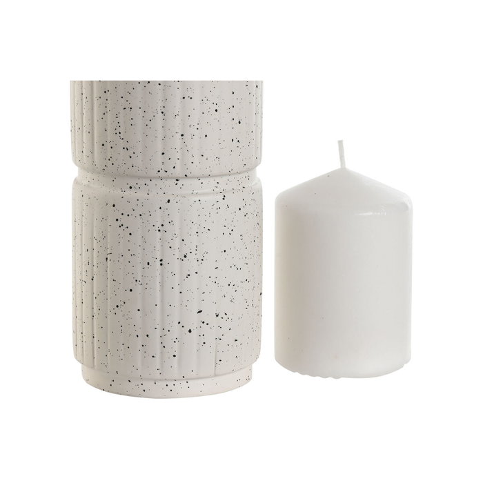 DKD Home Decor Set de 2 Velas de Cera de Parafina con Soporte de Cerámica