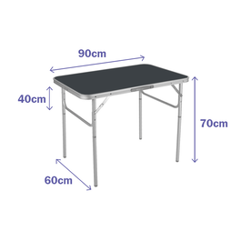 Mesa Plegable de Aluminio Gris 90X60X39/70 cm MARBUENO SUMMER 10014G