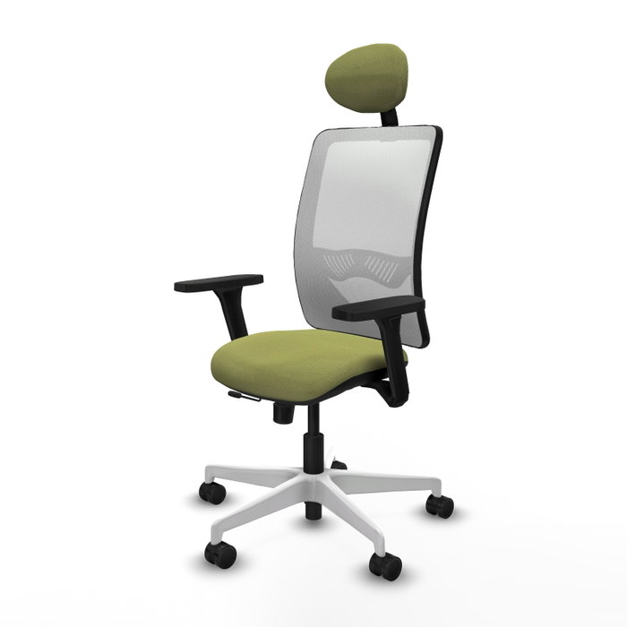 PIQUERAS Y CRESPO Silla de oficina Zulema con mecanismo Sincro/Traslack, Verde oliva y Blanco