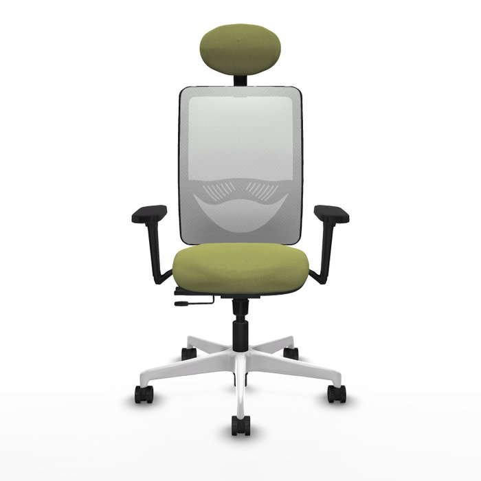PIQUERAS Y CRESPO Silla de oficina Zulema con mecanismo Sincro/Traslack, Verde oliva y Blanco