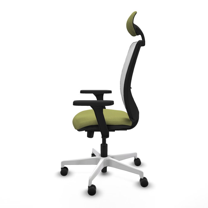 PIQUERAS Y CRESPO Silla de oficina Zulema con mecanismo Sincro/Traslack, Verde oliva y Blanco
