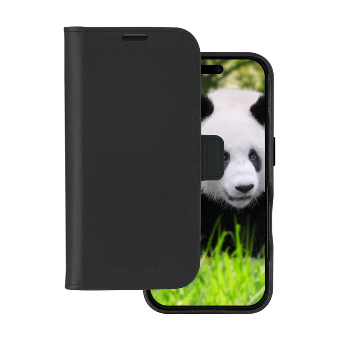 dbramante1928 Lynge Funda Folio con Magsafe para iPhone 16, 15.5 cm (6.1"), Cuero Negro - Bolsillo para Tarjetas y Cierre Magnético