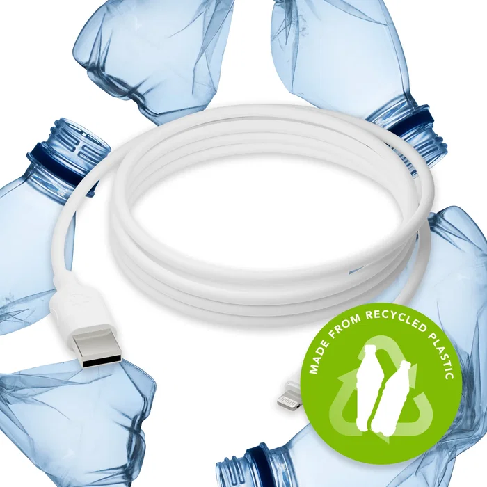 Dbramante1928 CB25ALWH7086 Cable USB A Macho a Lightning Macho 2.5 m Blanco - 100% Plástico Reciclado, Sostenible