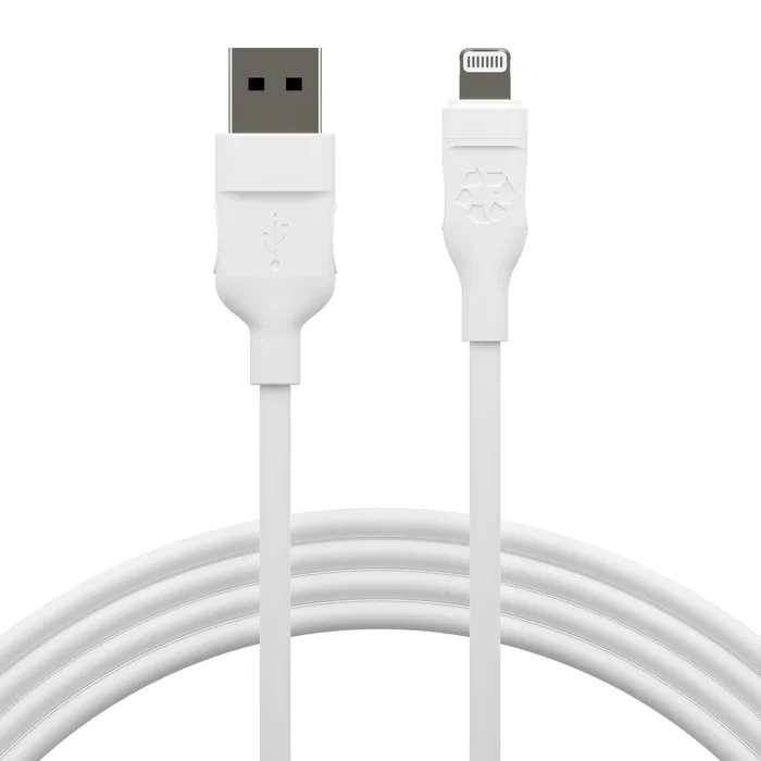 Dbramante1928 CB25ALWH7086 Cable USB A Macho a Lightning Macho 2.5 m Blanco - 100% Plástico Reciclado, Sostenible