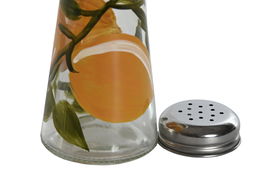 DKD Home Decor Salero Limones Mediterraneo Amarillo Cristal Inox Cierre Hermetico 5.6x10x5.6 cm