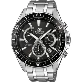 Casio Edifice EFR-552D-1AVUEF Reloj Hombre Cuarzo Acero Brazalete Plata Dial Negro Cronómetro 10 ATM
