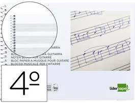 Liderpapel Bloc de Música para Guitarra Hexagrama Cuarto 3 mm 20 Hojas 100 g/m2