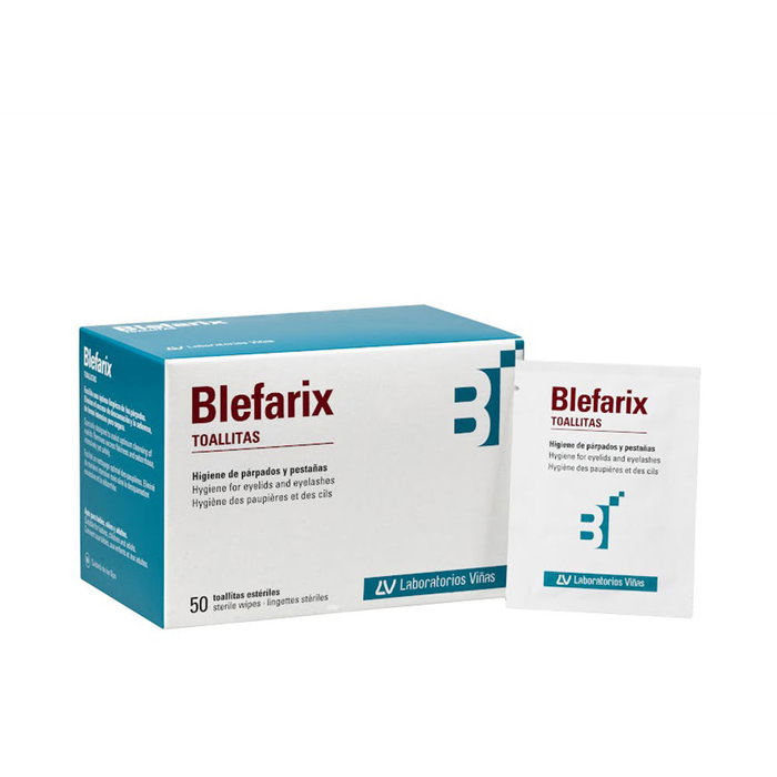 Blefarix Toallitas para Limpieza de Párpados y Pestañas, Tratamiento para Descamación y Grasa, 50 Unidades