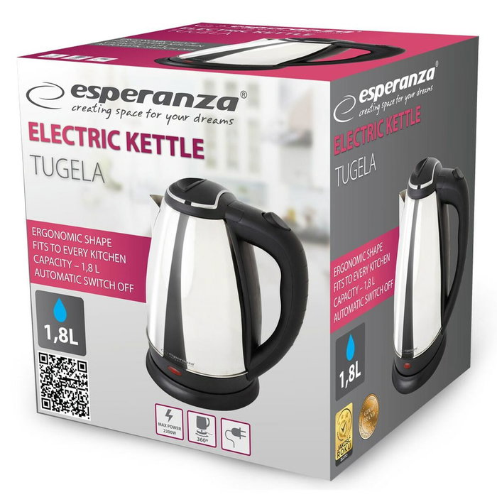 Esperanza Hervidor Eléctrico EKK104S Acero Inoxidable y Plástico 2200W 1.8 Litros Color Plata Esperanza Hervidor Eléctrico EKK104S Acero Inoxidable y Plástico 2200W 1.8 Litros Color Plata