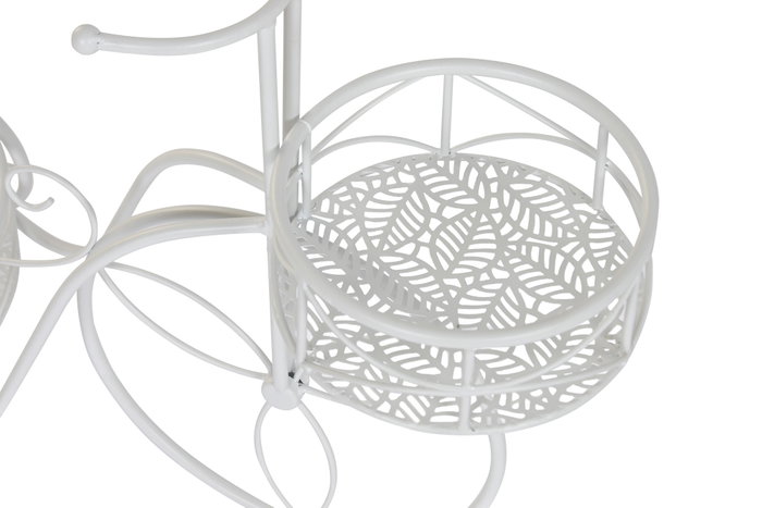 DKD Home Decor Macetero de Hierro con Diseño de Hojas Blanco