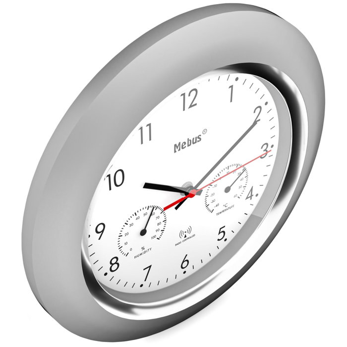 Mebus Reloj de pared con control por radio, termómetro e higrómetro Mebus Reloj de pared con control por radio, termómetro e higrómetro