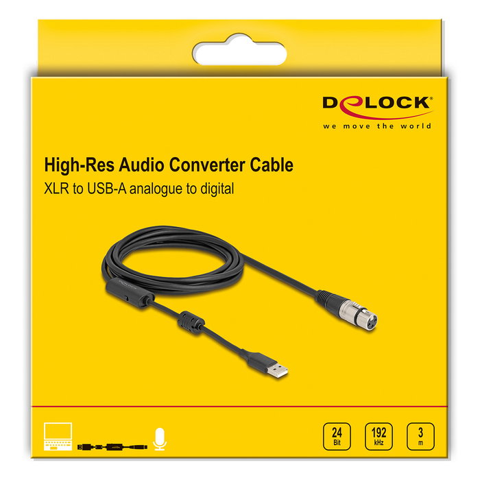 DeLOCK Cable convertidor de audio XLR de 3 clavijas a USB Tipo-A de 3 m