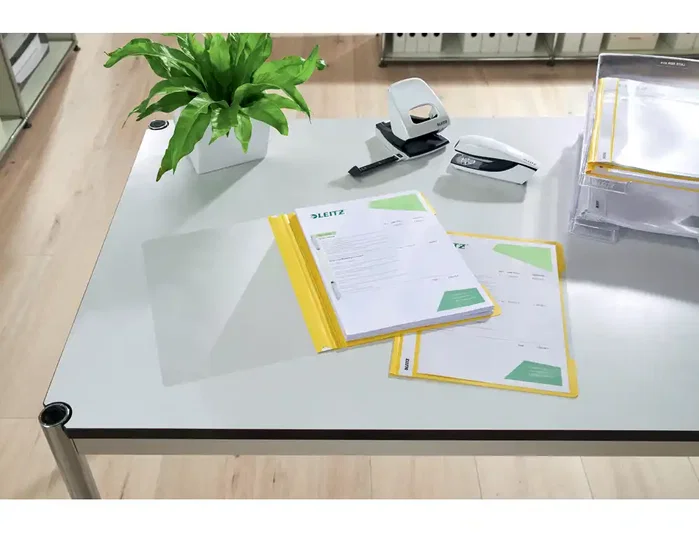LEITZ Dosier Fastener PVC A4 Amarillo con Tarjetero (Set de 25)