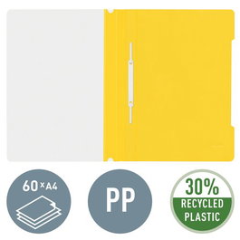 LEITZ Dosier Fastener PVC A4 Amarillo con Tarjetero (Set de 25)