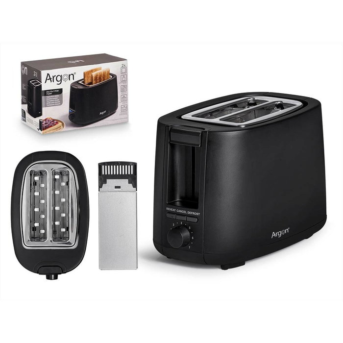 Argon Tostador Doble Negro Mate 750W