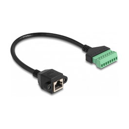 DeLOCK Adaptador de cable RJ45 Cat.6 hembra a bloque de terminales para empotrar 30 cm