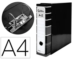 Liderpapel Archivador de Palanca A4 Filing System Forrado con Caja y Compresor Metálico Lomo 80mm Negro