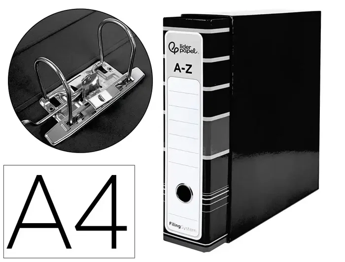 Liderpapel Archivador de Palanca A4 Filing System Forrado con Caja y Compresor Metálico Lomo 80mm Negro Liderpapel Archivador de Palanca A4 Filing System Forrado con Caja y Compresor Metálico Lomo 80mm Negro