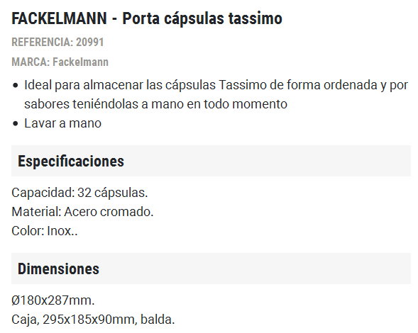 FACKELMANN Porta-cápsulas Tassimo