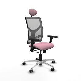 PIQUERAS Y CRESPO Silla de oficina Motilla con mecanismo Sincro/Traslack, Rosa y Gris