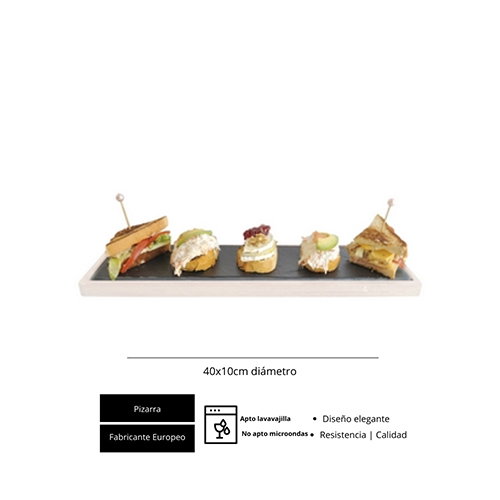 Summa Set de 2 Supizzarras de Pizarra Rectangulares 40x10 cm Gris Oscuro