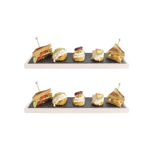 Summa Set de 2 Supizzarras de Pizarra Rectangulares 40x10 cm Gris Oscuro