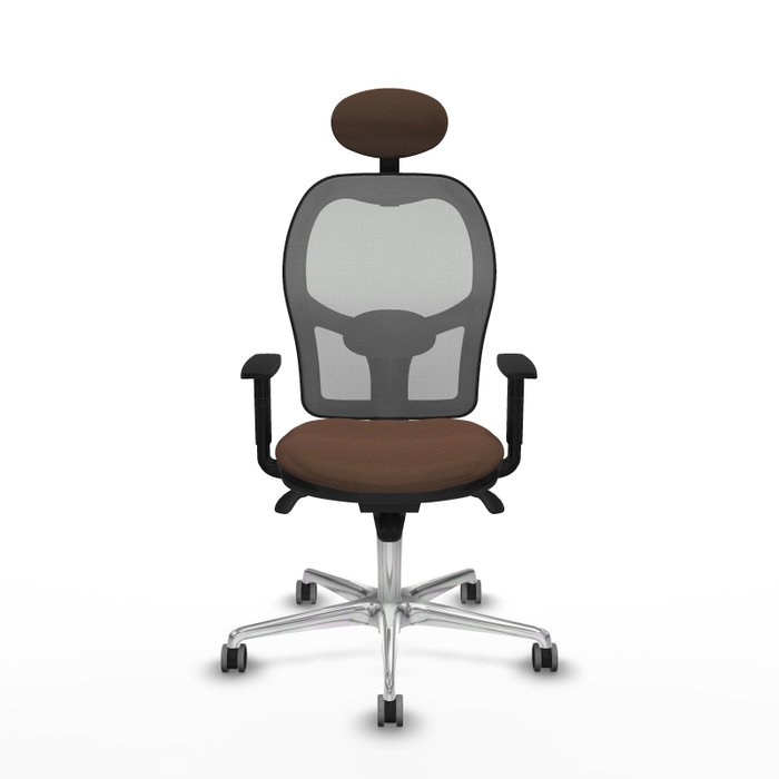 PIQUERAS Y CRESPO Silla de oficina Jorquera con mecanismo Sincro, Tela Marrón y Malla Gris PIQUERAS Y CRESPO Silla de oficina Jorquera con mecanismo Sincro, Tela Marrón y Malla Gris