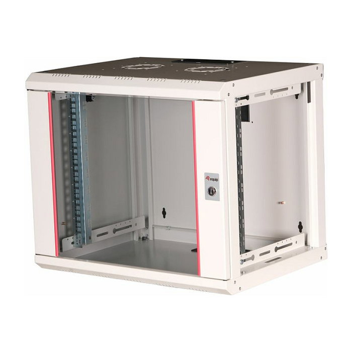 EQUIP EPM-09-6045-G-CBAA Bastidor de Pared 9HE, Puerta de Cristal, 600x450 mm, Gris Claro, con Rieles y Kit de Montaje