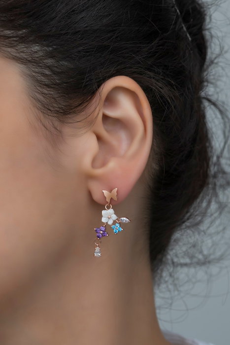 Heliophilia Silver NRZ99361 Conjunto Collar y Pendientes Plata de Ley 925 Baño Oro Rosa con Circonita