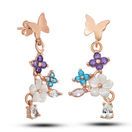 Heliophilia Silver NRZ99361 Conjunto Collar y Pendientes Plata de Ley 925 Baño Oro Rosa con Circonita