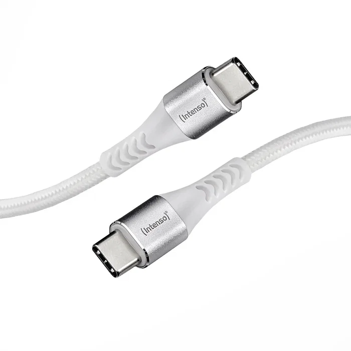 Intenso Cable USB-C to USB-C 1.5M/7901002 - Cable USB-C Nylon 1.5m, 60W PD 3.0, 480Mbit/s, Blanco