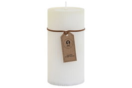 DKD Home Decor Vela Pilar Rayada Blanca con Aroma a Algodón