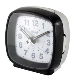 SAMI Despertador Cuadrado Mediano Silencioso con Luz LED Azul y Negro