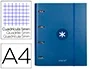 Antartik Carpeta con Recambio A4, 4 Anillas 40mm Redondas, Cuadro 5mm, 90gr, Azul Marino