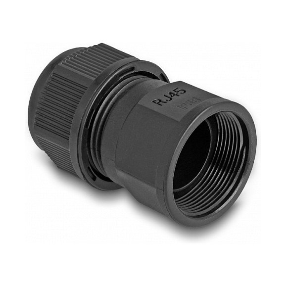 DeLOCK Acoplador de Paso RJ45 IP67 Resistente a Polvo y Agua, Negro - 1 Pieza