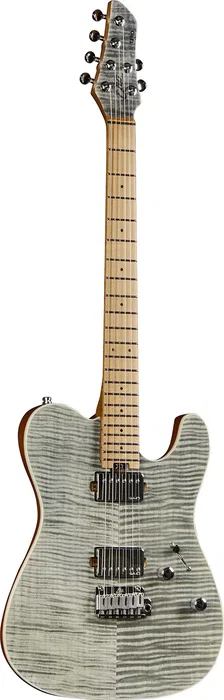 Eko Tero 801 Musa Guitarra Eléctrica - Grey Flamed Eko Brillante 6 Cuerdas Cuerpo Aliso Tapa Arce Flameado